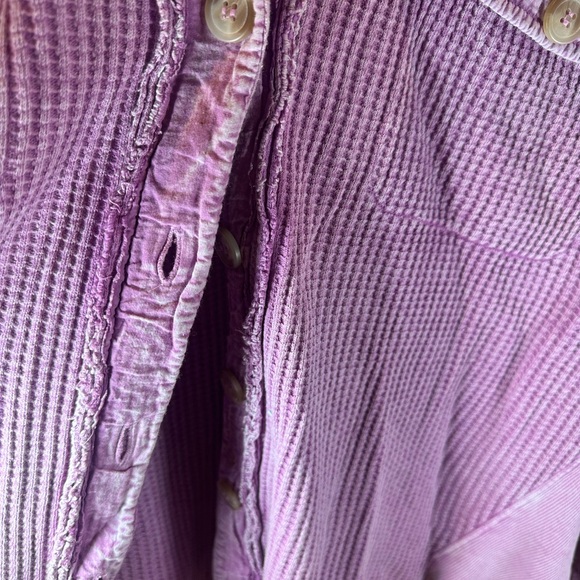 Free People One Scout Jacket, pink/purple waffle button up Size Large - Picture 4 of 7